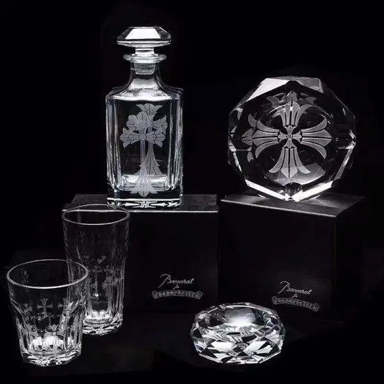 Chrome Hearts Hand‑Carved Crystal Whiskey Decanter Tumbler Set Vintage Barware G