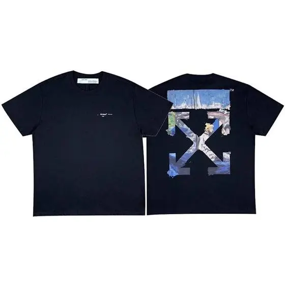 Off-White Black Arrows Graphic Print T-Shirt, Men's Cotton Crewneck Tee