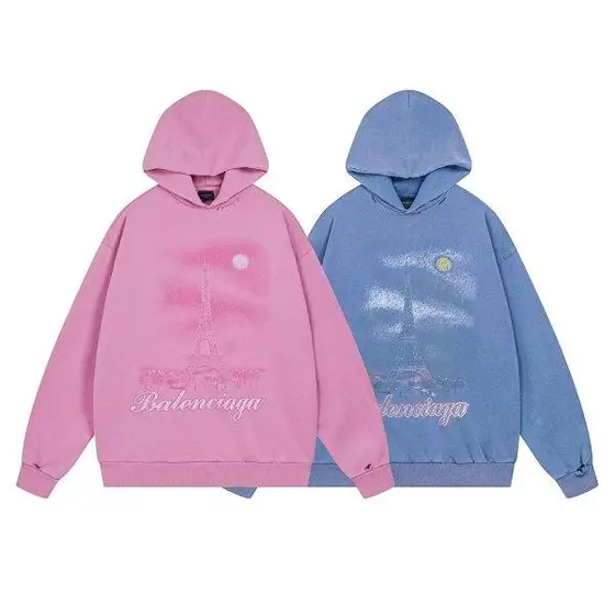Balenciaga Eiffel Tower Print Hoodie Sweatshirt