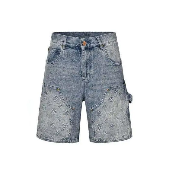 LV Monogram Embossed Denim Carpenter Shorts
