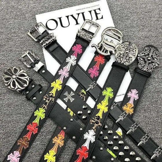 Chrome Hearts Style Cross Embroidered Belts