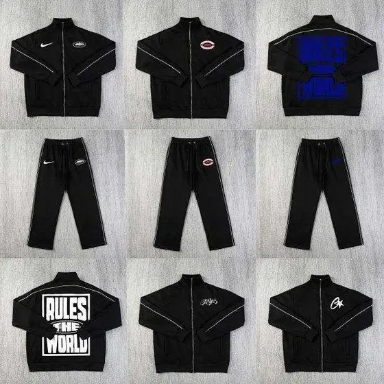 Nike Corteiz Side Stripe Zip Up Jacket & Pants Casual Sports Tracksuit