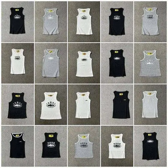 Corteiz 4 Star Alcatraz Logo Ribbed Sleeveless Tank Top Multi Colors
