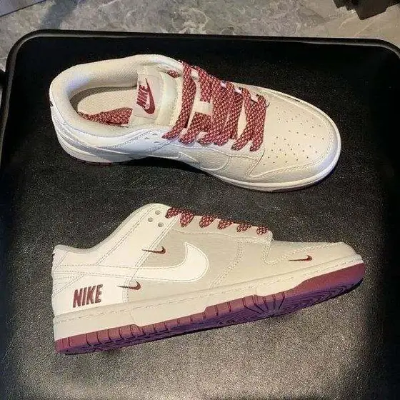 Nike Explosions Dunk Co-brand Three-hook Rice Wine Red Low-top Campus Joker Casu
