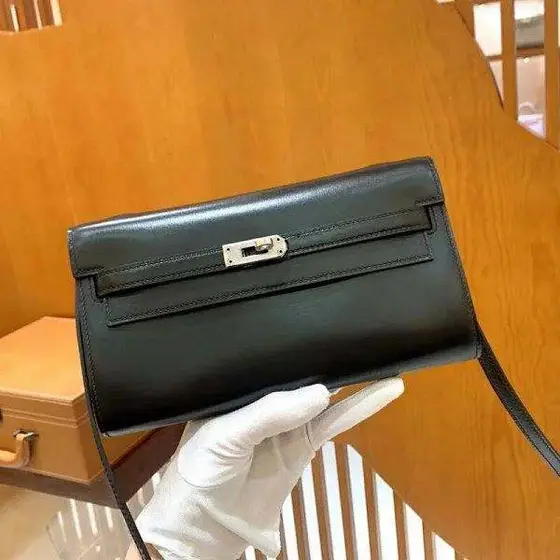 Hermes Kelly bag French original BOX leather woc clutch purse leather women's sh