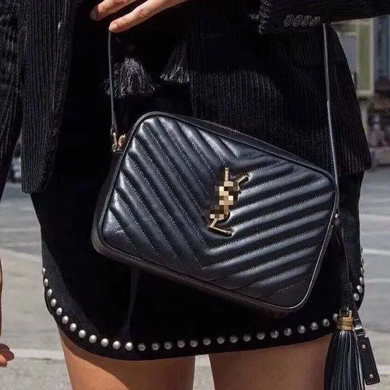 YSL black camera bag Lou quilted zipper tassel underarm diagonal shoulder bag