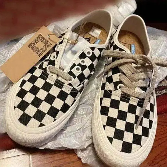 Vans Leopard Print Couple Canvas Shoes Black and White Checkerboard Anaheim Low-