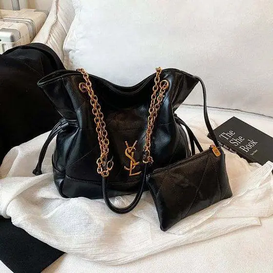 Ysl Brown Smooth Leather‑Feel Hobo Shoulder Bag