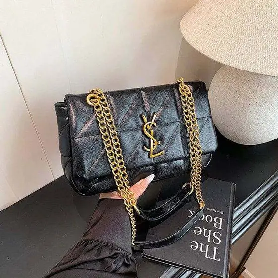 Ysl Black Quilted Chain Shoulder Bag