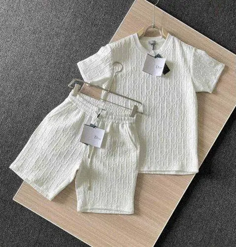 Dior Jacquard Short‑Sleeve Shorts Two‑Piece Set