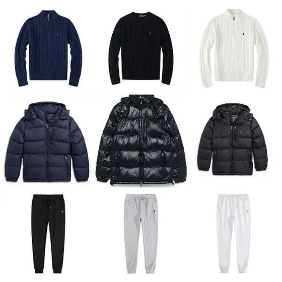 Ralph Lauren Sweater Puffer Jacket Jogger Pants Set