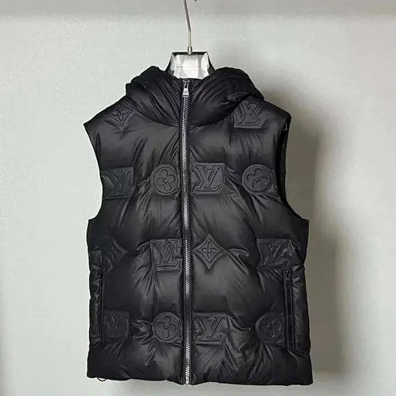 LV Monogram Louis Vuitton Embossed Monogram Hooded Down Vest